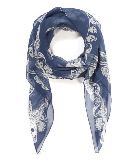 navy alexander mcqueen scarves